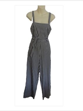 Blue Rain Buffalo Gingham Black White Plaid Jumpsuit